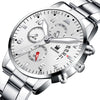 Men's Stainless Steel Business Quartz Watch With Round Dial And Printed Logo