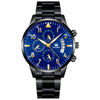 Men's Stainless Steel Business Quartz Watch With Round Dial And Printed Logo
