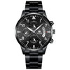 Men's Stainless Steel Business Quartz Watch With Round Dial And Printed Logo