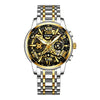 Men's Stainless Steel Business Round Quartz Automatic Watch With Luminous Calendar Waterproof And Hollow Design