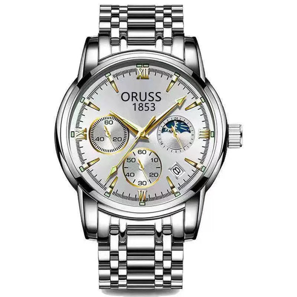Men's Stainless Steel Business Style Rectangle Dial Automatic Movement Waterproof Luminous Watch