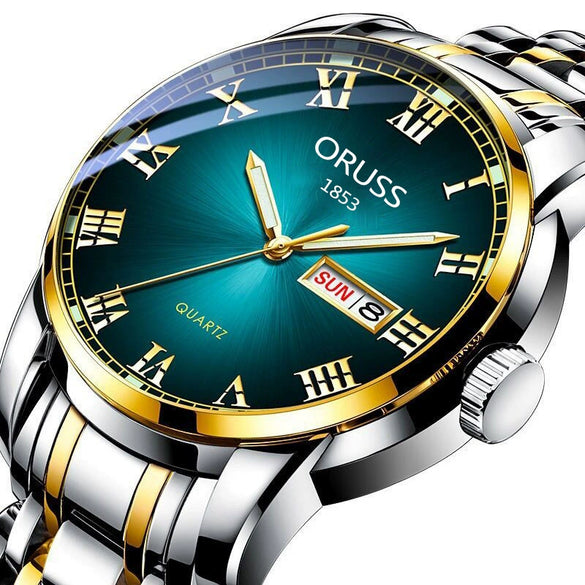Men's Stainless Steel Business Style Round Dial Waterproof Watch With Automatic Movement And Luminous Calendar