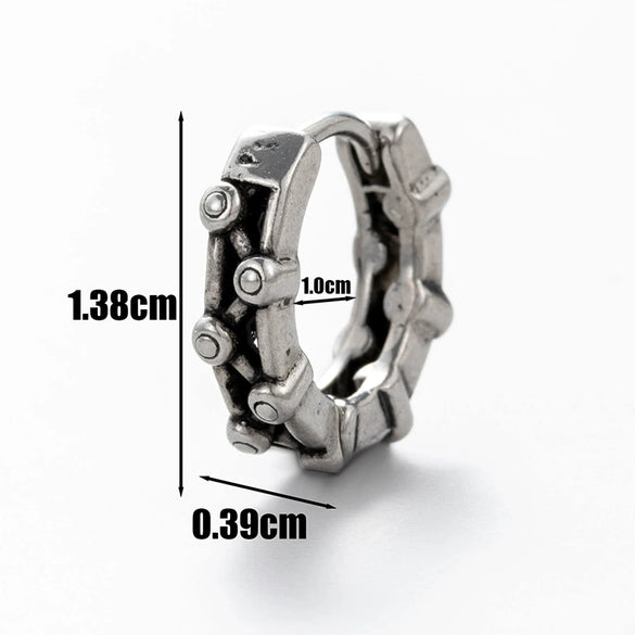 Men's Stainless Steel Cast Piercing Earrings With Tiger Cross Fivepointed Star Geometric Pattern And Polishing Process