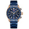 Men's Stainless Steel Casual Quartz Watch Round Dial Waterproof Mineral Reinforced Glass Mirror Bilateral Button Buckle