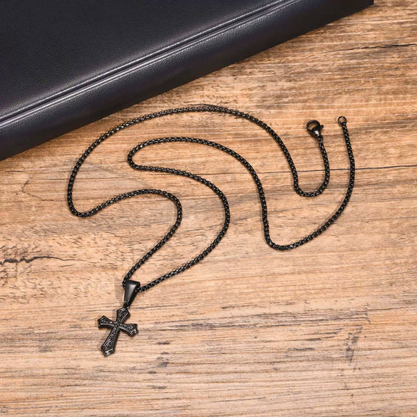 Men's Stainless Steel Cross Pendant Necklace Electroplated Fashion Style