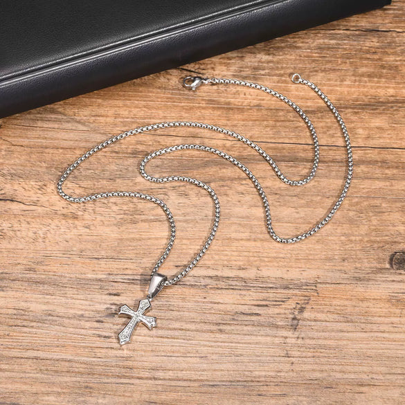 Men's Stainless Steel Cross Pendant Necklace Electroplated Fashion Style