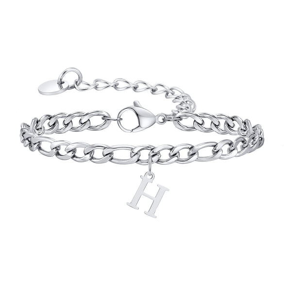 Men's Stainless Steel English Letter Bracelet With Polish Finish