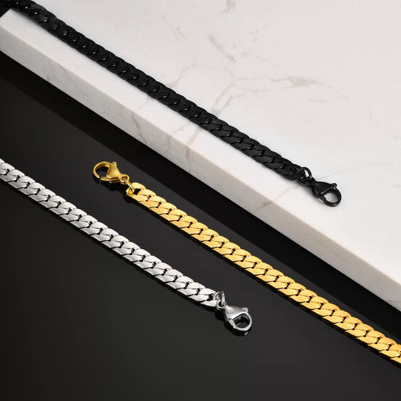 Men's Stainless Steel Flat Foursided Chain Bracelet Fashion Style