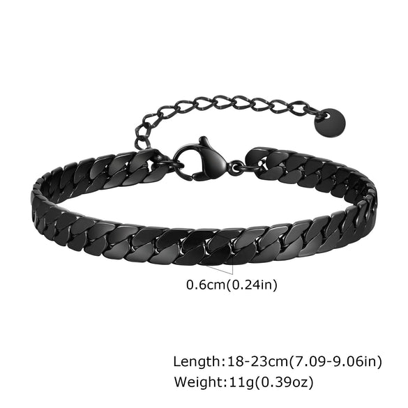Men's Stainless Steel Flat Foursided Chain Bracelet Fashion Style
