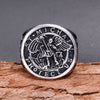 Men's Stainless Steel Geometric Cross And Eagle Ring Polished Metal Statement Ring For Unisex Wear