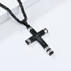 Men's Stainless Steel Geometric Cross Pendant Necklace With Polished Finish Trendy Personal Style Jewelry Gift