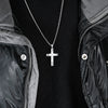 Men's Stainless Steel Geometric Cross Pendant Necklace With Polished Finish Trendy Personal Style Jewelry Gift