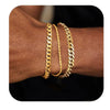 Men's Stainless Steel Geometric Cuban Chain Bracelet Set Electroplated Silver Tone Stacked Punk Fashion Accessories
