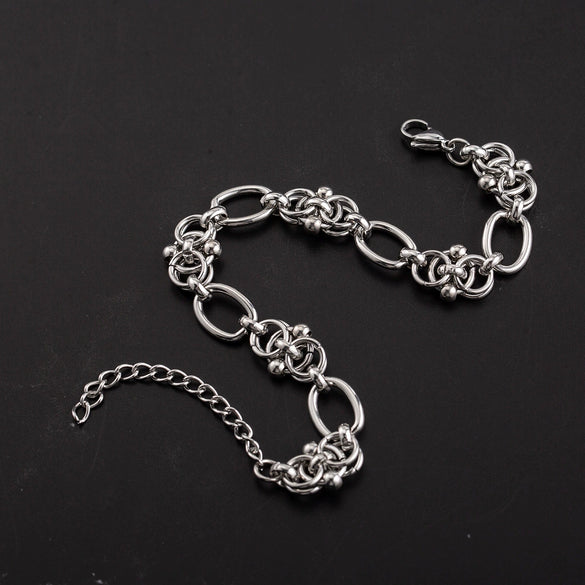 Men's Stainless Steel Geometric Hiphop Handmade Polished Chain Bracelet