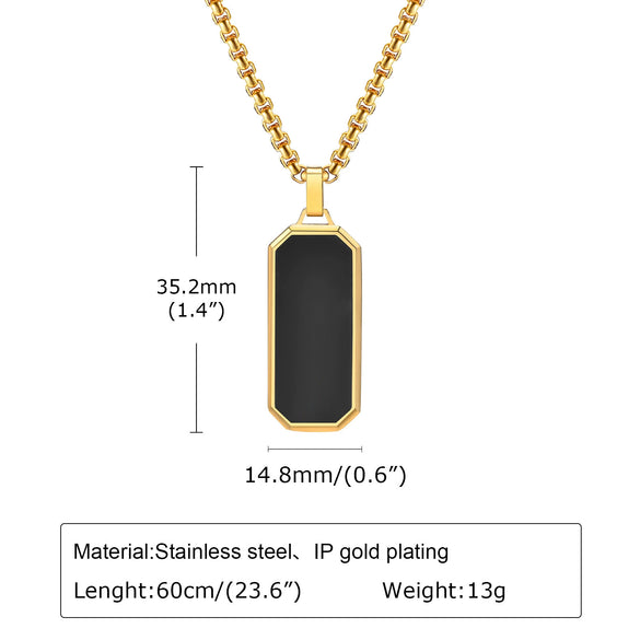 Men's Stainless Steel Geometric Pendant Necklace With Simple Lettering And Electroplating