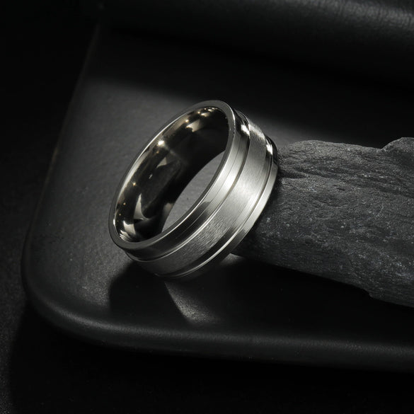 Men's Stainless Steel Geometric Ring Electroplated Nonfading Jewelry