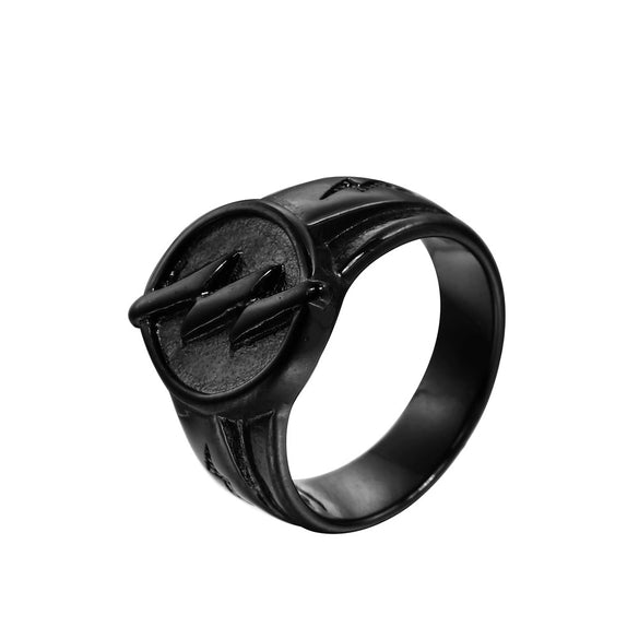 Men's Stainless Steel Hiphop Lightning Ring With Vacuum Plating And Drop Glue Geometric Design And Polishing