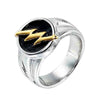 Men's Stainless Steel Hiphop Lightning Ring With Vacuum Plating And Drop Glue Geometric Design And Polishing