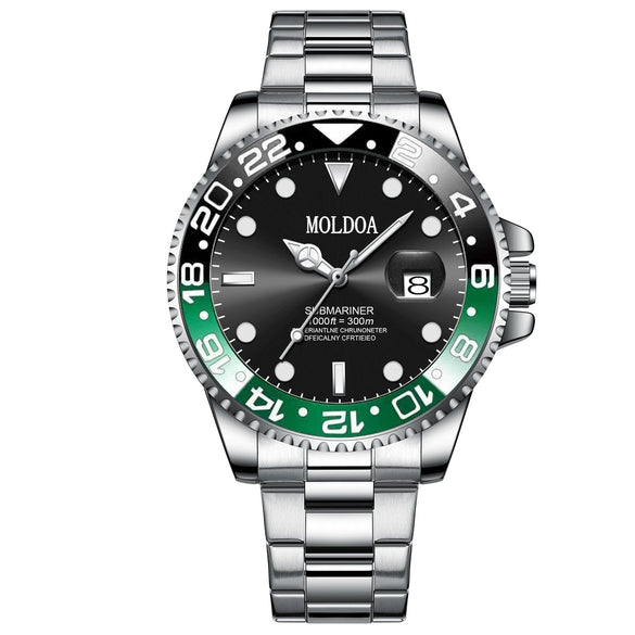 Men's Stainless Steel Imitation Automatic Mechanical Business Watch With Round Dial And Luminous Feature