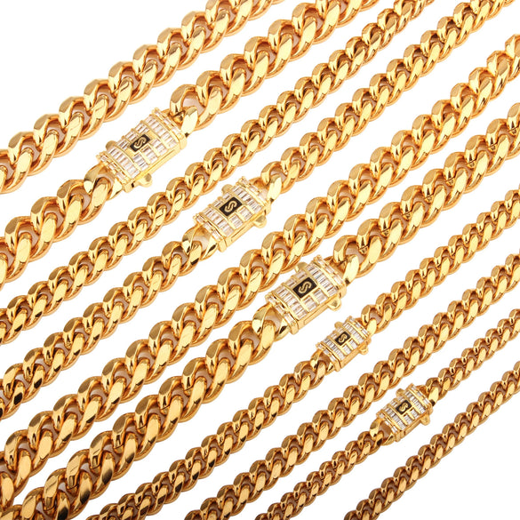 Men's Stainless Steel Jewelry Necklace With Cuban Chain Geometric Pattern Grinding And Electroplating Treatment
