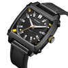 Men's Stainless Steel Leather Mechanical Casual Watch With Rectangular Dial And Sapphire Crystal Glass Mirror