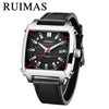 Men's Stainless Steel Leather Mechanical Casual Watch With Rectangular Dial And Sapphire Crystal Glass Mirror