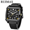 Men's Stainless Steel Leather Mechanical Casual Watch With Rectangular Dial And Sapphire Crystal Glass Mirror