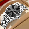 Men's Stainless Steel Metal Watch Waterproof Business Style With Three Dimensional Diamond Face And Round Dial