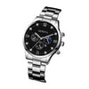 Men's Stainless Steel Quartz Watch Bracelet Set Fashion Round Dial With Printed Logo And Horseshoe Buckle