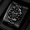 Men's Stainless Steel Quartz Watch Bracelet Set Fashion Round Dial With Printed Logo And Horseshoe Buckle