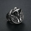 Men's Stainless Steel Retro Skull Ring With Double Gun Pattern And Electroplating