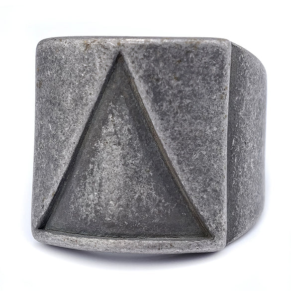 Men's Stainless Steel Ring With Geometric Pattern Retro And Simplistic Style Electroplated