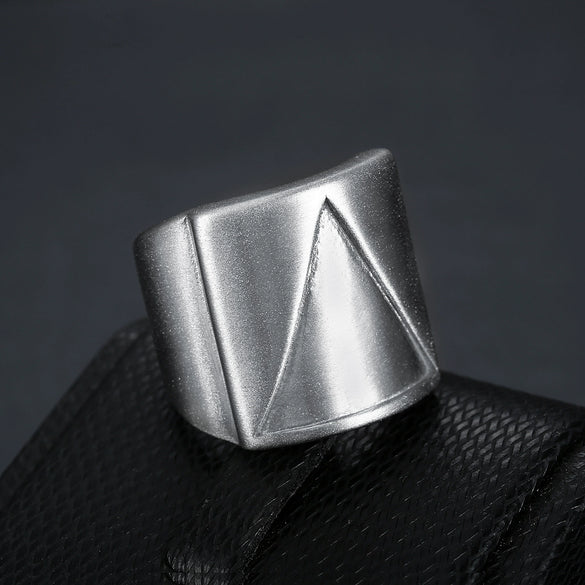 Men's Stainless Steel Ring With Geometric Pattern Retro And Simplistic Style Electroplated