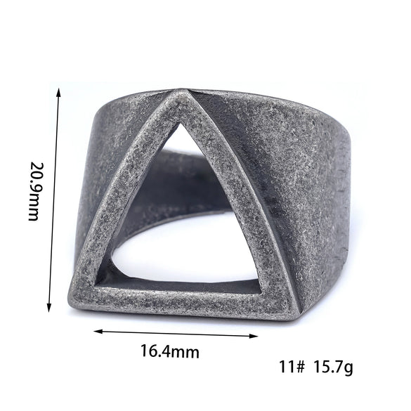 Men's Stainless Steel Ring With Geometric Pattern Retro And Simplistic Style Electroplated