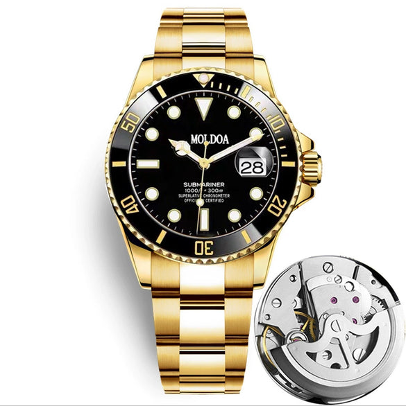 Men's Stainless Steel Round Dial Fully Automatic Movement Luminous Waterproof Watch