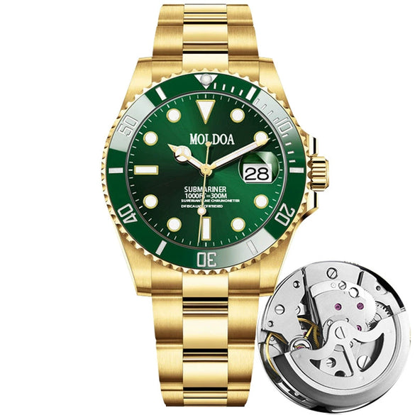 Men's Stainless Steel Round Dial Fully Automatic Movement Luminous Waterproof Watch