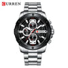 Men's Stainless Steel Strap Casual Round Dial Quartz Calendar Watch