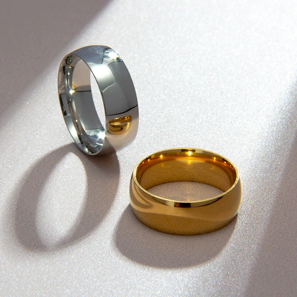 Men's Stainless Steel U Shaped Glossy Ring With Electroplating Simple Style