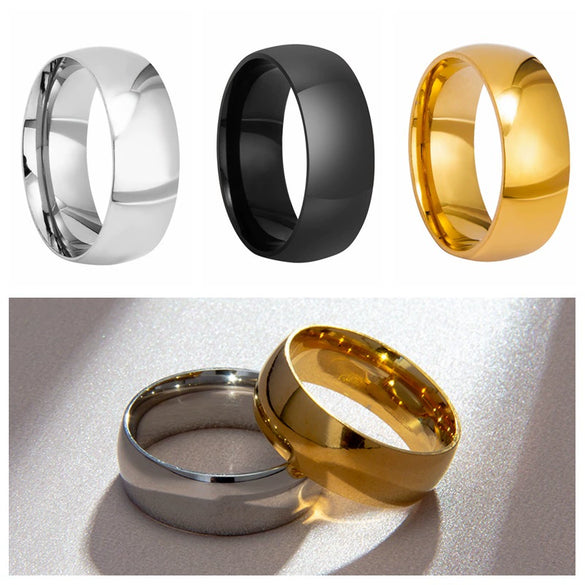 Men's Stainless Steel U Shaped Glossy Ring With Electroplating Simple Style