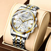 Men's Stainless Steel Waterproof Calendar Luminous Round Watch Fashion