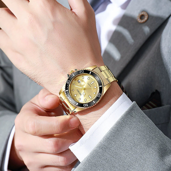 Men's Steel Band Iron Watch With Round Dial Business Style