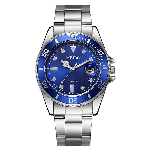 Men's Steel Band Iron Watch With Round Dial Business Style
