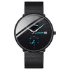Men's Steel Quartz Watch With Mineral Strengthened Glass Mirror Round Dial Waterproof