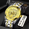 Men's Steel Watch Quartz Movement Waterproof Luminous Hollow Round Dial