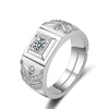 Men's Sterling Silver Adjustable Geometric Ring With Inlaid Zircon Simple Classic Electroplated Jewelry