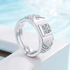 Men's Sterling Silver Adjustable Geometric Ring With Inlaid Zircon Simple Classic Electroplated Jewelry