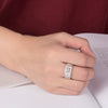 Men's Sterling Silver Adjustable Geometric Ring With Inlaid Zircon Simple Classic Electroplated Jewelry