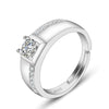 Men's 925 Sterling Silver Geometric Adjustable Ring With Electroplated Finish And Simulated Diamond Luxury Fashion Jewelry