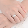 Men's Sterling Silver Geometric Moissanite And Zircon Ring Electroplated Fashion Simulation Diamond Jewelry