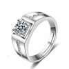 Men's Sterling Silver Geometric Moissanite And Zircon Ring Electroplated Fashion Simulation Diamond Jewelry